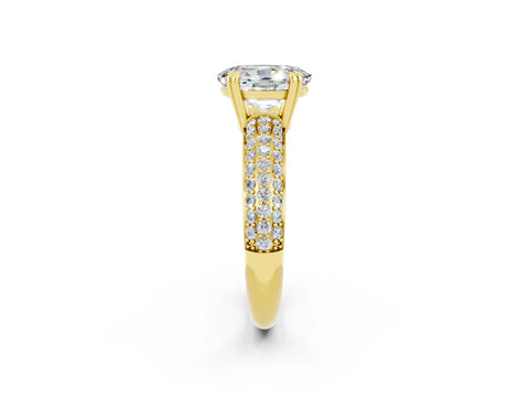 Yellow gold Oval Cut Cut Pave Diamond Engagement Ring with Channel Set Band and Four-Prong Setting_2