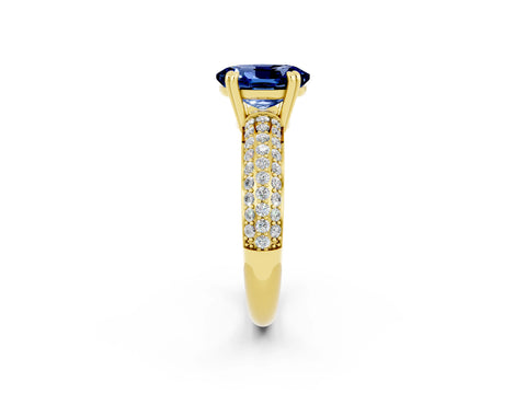 Yellow gold Oval Cut Cut Pave Diamond Engagement Ring with Channel Set Band and Four-Prong Setting_2