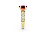 Yellow gold Oval Cut Cut Pave Diamond Engagement Ring with Channel Set Band and Four-Prong Setting_2