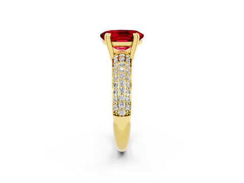Yellow gold Oval Cut Cut Pave Diamond Engagement Ring with Channel Set Band and Four-Prong Setting_2