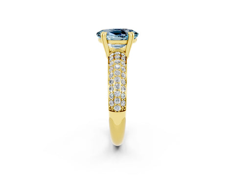 Yellow gold Oval Cut Cut Pave Diamond Engagement Ring with Channel Set Band and Four-Prong Setting_2