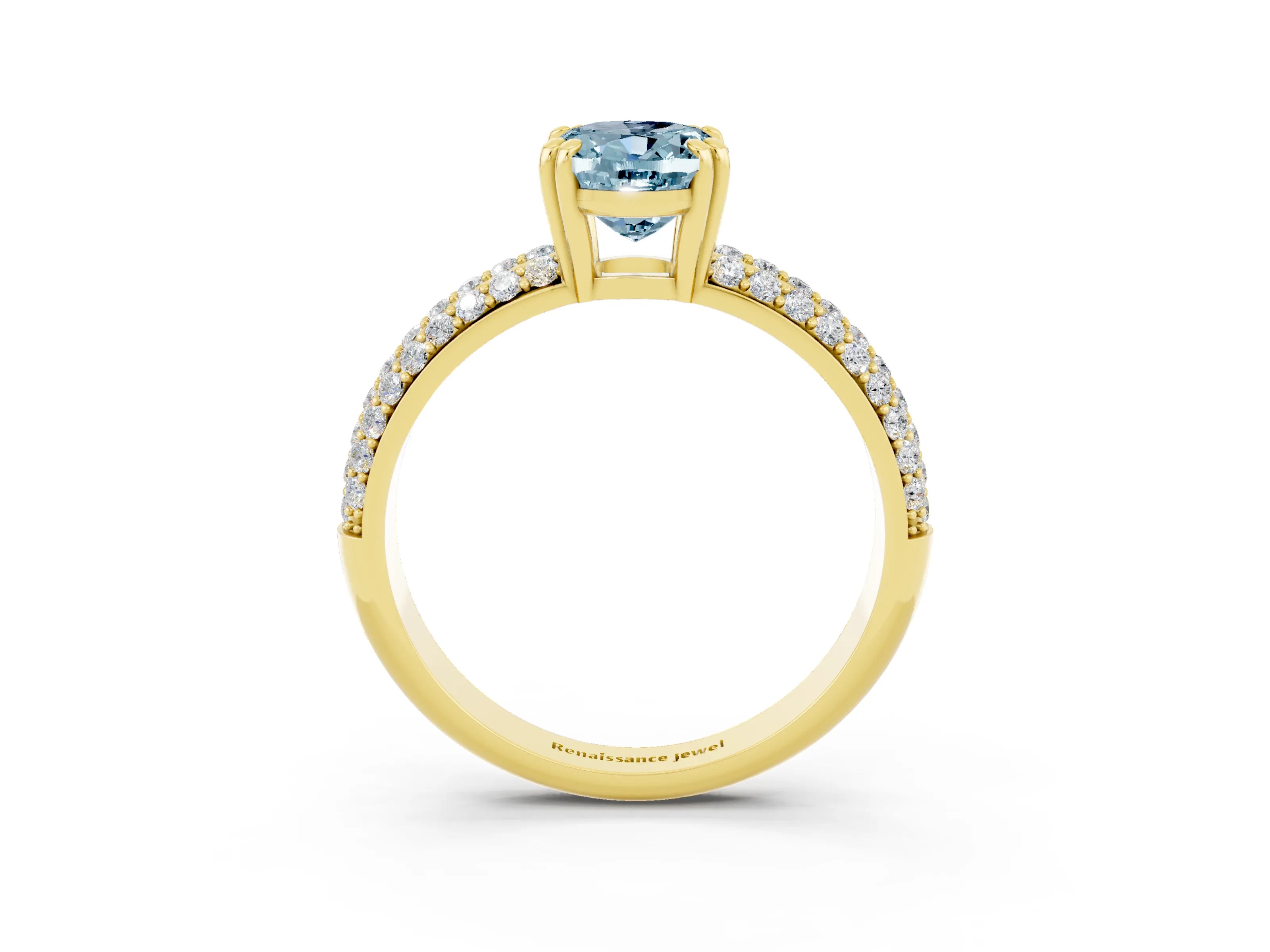 Yellow gold Oval Cut Cut Pave Diamond Engagement Ring with Channel Set Band and Four-Prong Setting_3