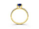 Yellow gold Oval Cut Cut Pave Diamond Engagement Ring with Channel Set Band and Four-Prong Setting_3