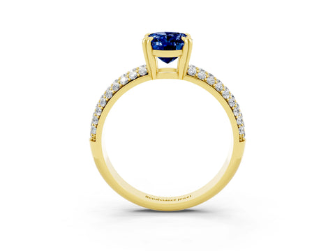Yellow gold Oval Cut Cut Pave Diamond Engagement Ring with Channel Set Band and Four-Prong Setting_3