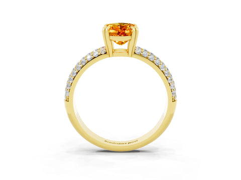 Yellow gold Oval Cut Cut Pave Diamond Engagement Ring with Channel Set Band and Four-Prong Setting_3