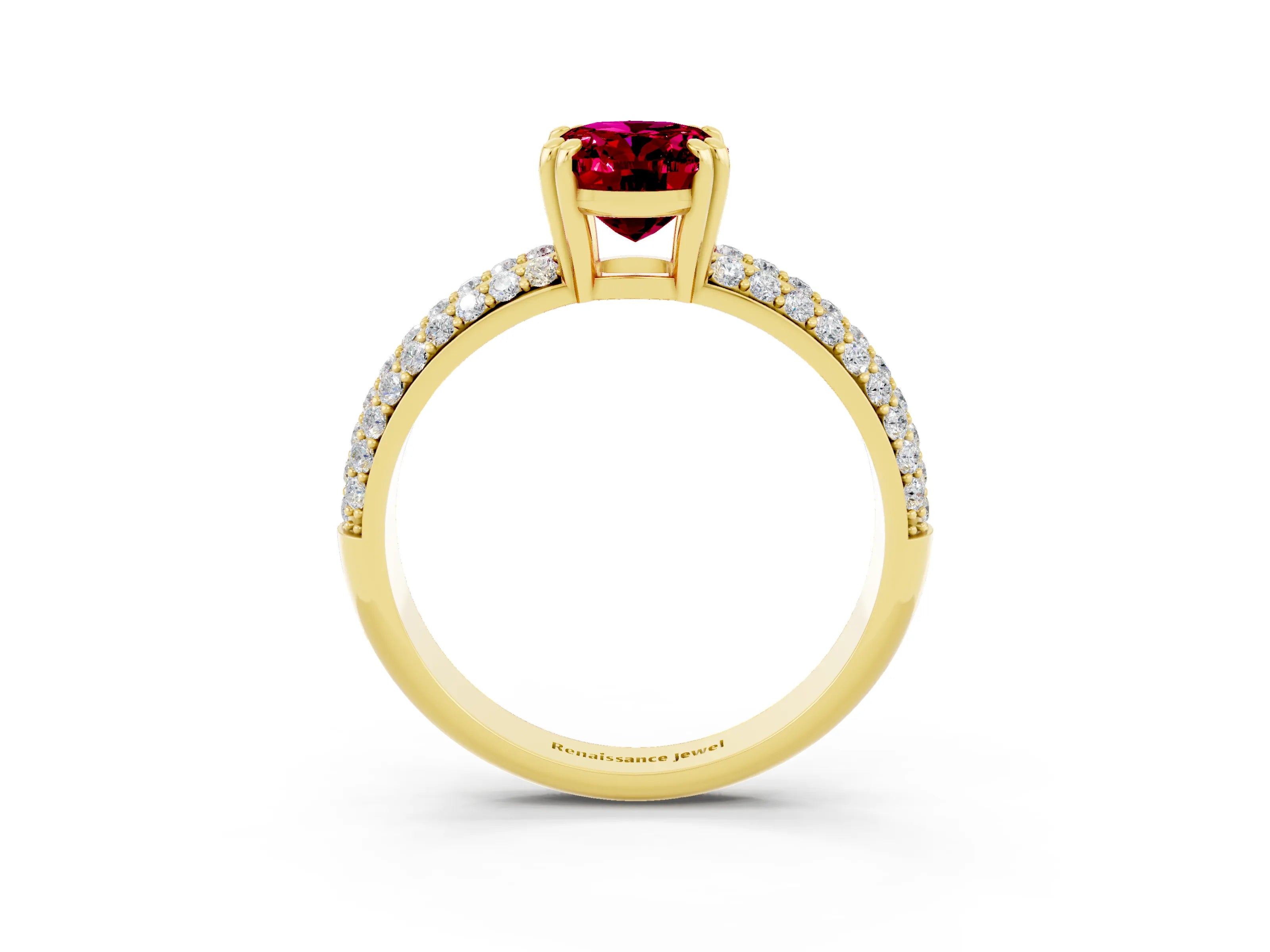 Yellow gold Oval Cut Cut Pave Diamond Engagement Ring with Channel Set Band and Four-Prong Setting_3