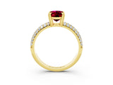 Yellow gold Oval Cut Cut Pave Diamond Engagement Ring with Channel Set Band and Four-Prong Setting_3
