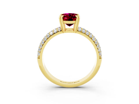 Yellow gold Oval Cut Cut Pave Diamond Engagement Ring with Channel Set Band and Four-Prong Setting_3