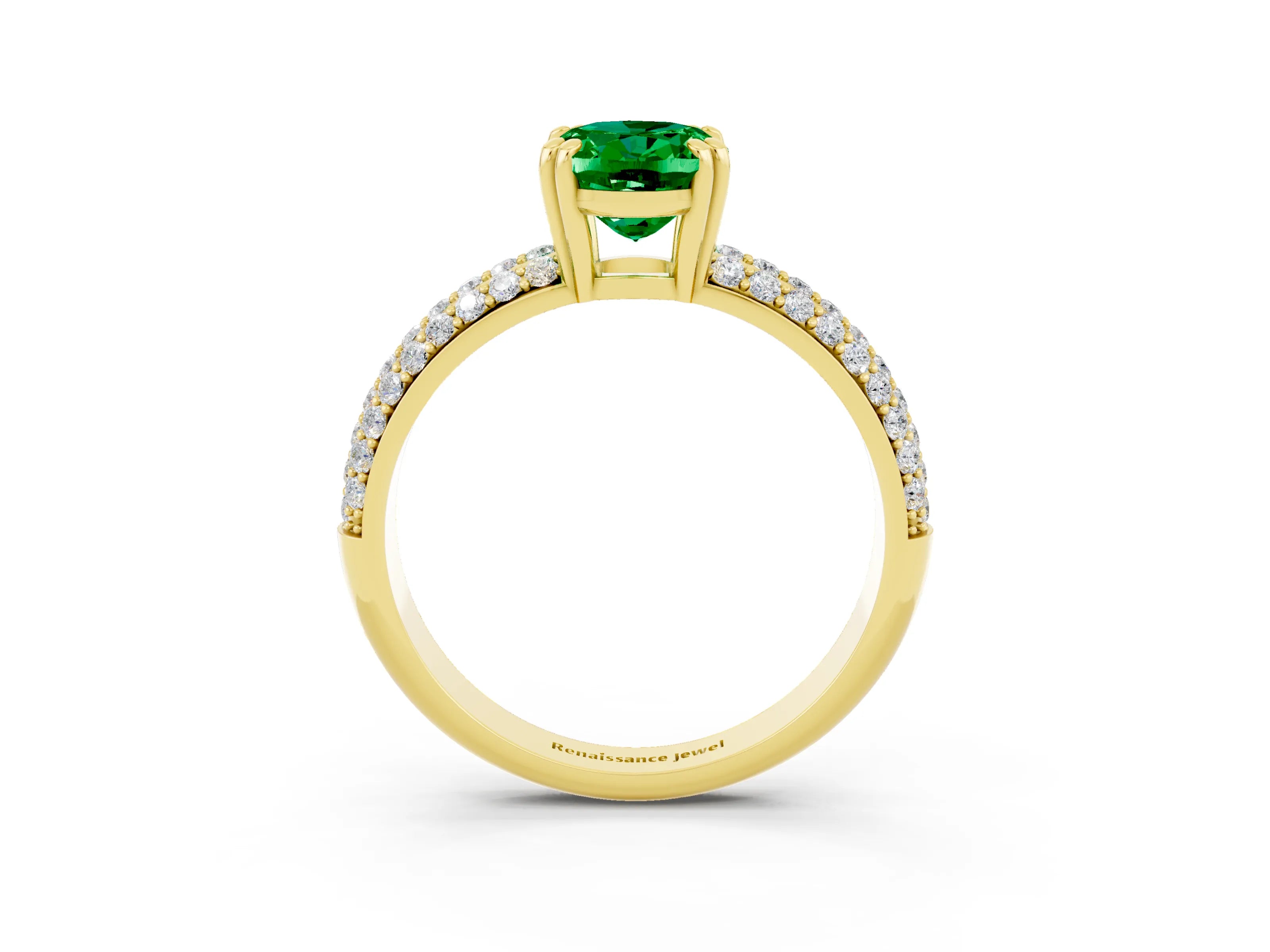 Yellow gold Oval Cut Cut Pave Diamond Engagement Ring with Channel Set Band and Four-Prong Setting_3