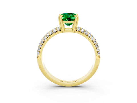 Yellow gold Oval Cut Cut Pave Diamond Engagement Ring with Channel Set Band and Four-Prong Setting_3