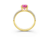 Yellow gold Oval Cut Cut Pave Diamond Engagement Ring with Channel Set Band and Four-Prong Setting_3