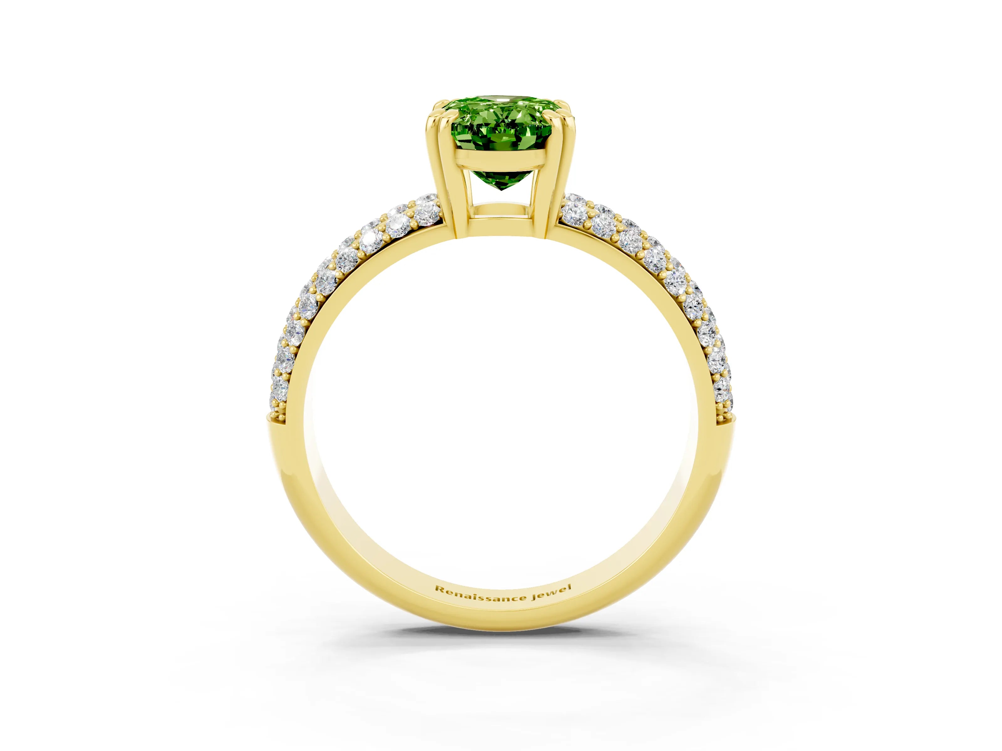 Yellow gold Oval Cut Cut Pave Diamond Engagement Ring with Channel Set Band and Four-Prong Setting_3