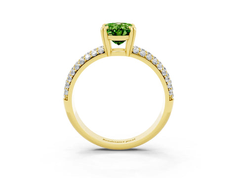 Yellow gold Oval Cut Cut Pave Diamond Engagement Ring with Channel Set Band and Four-Prong Setting_3