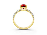 Yellow gold Oval Cut Cut Pave Diamond Engagement Ring with Channel Set Band and Four-Prong Setting_3