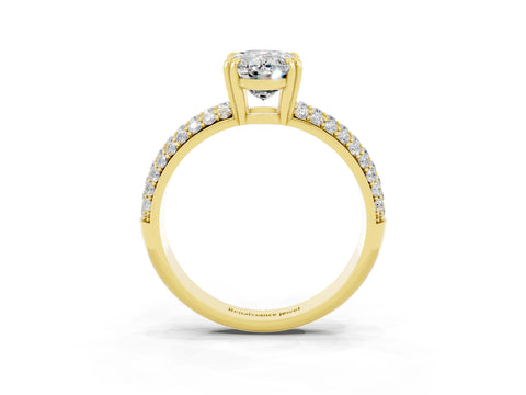 Yellow gold Oval Cut Cut Pave Diamond Engagement Ring with Channel Set Band and Four-Prong Setting_3