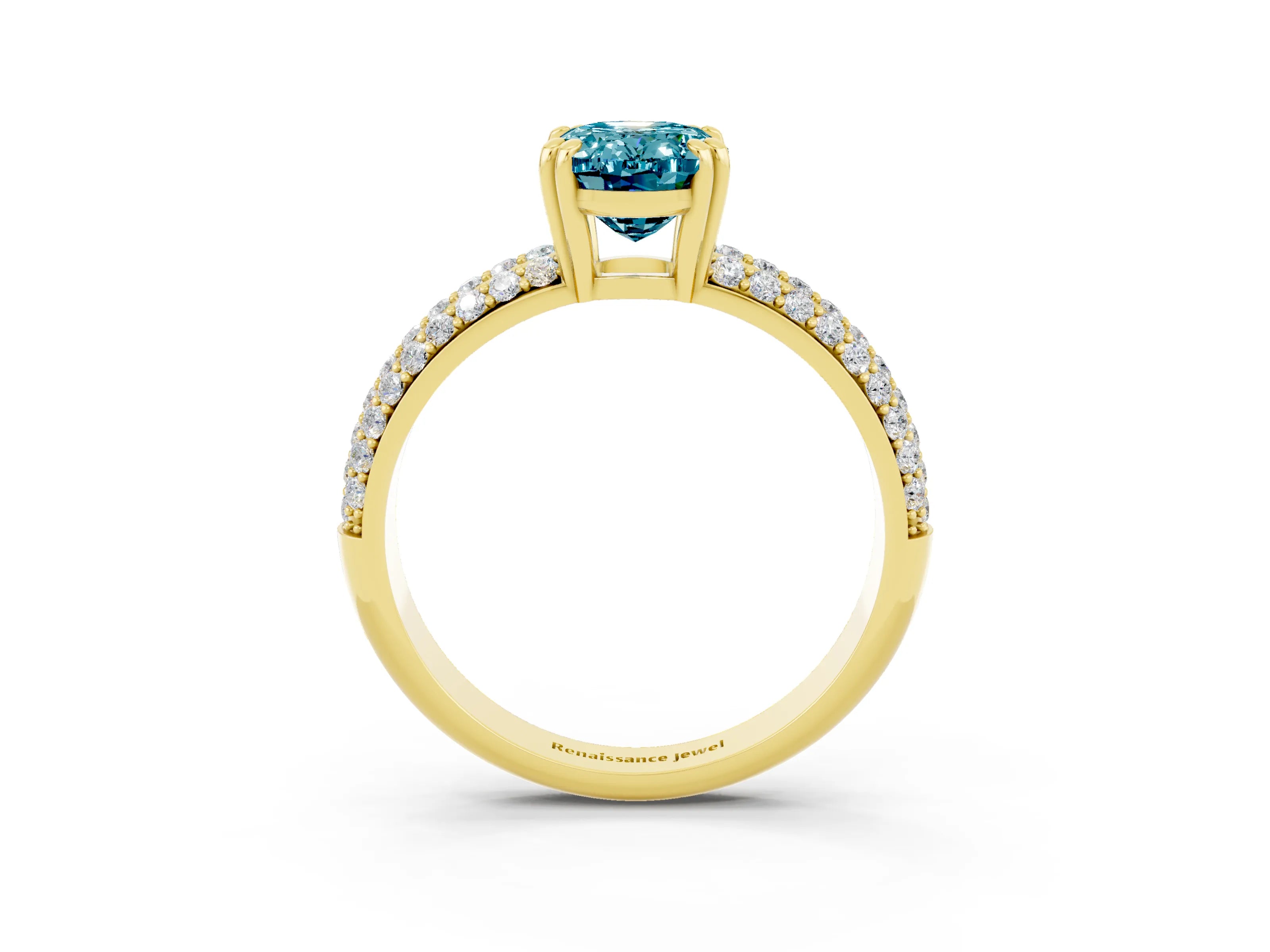 Yellow gold Oval Cut Cut Pave Diamond Engagement Ring with Channel Set Band and Four-Prong Setting_3