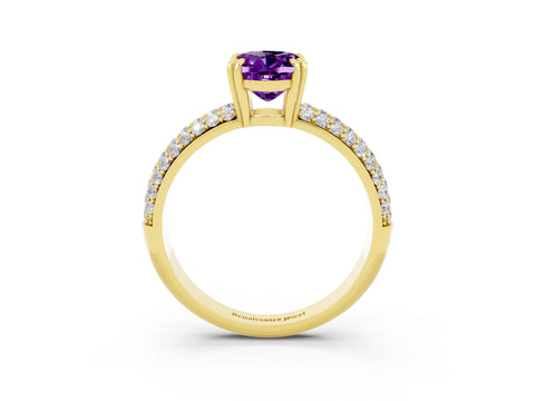 Yellow gold Oval Cut Cut Pave Diamond Engagement Ring with Channel Set Band and Four-Prong Setting_3