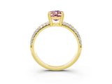 Yellow gold Oval Cut Cut Pave Diamond Engagement Ring with Channel Set Band and Four-Prong Setting_3