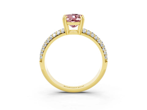 Yellow gold Oval Cut Cut Pave Diamond Engagement Ring with Channel Set Band and Four-Prong Setting_3