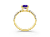 Yellow gold Oval Cut Cut Pave Diamond Engagement Ring with Channel Set Band and Four-Prong Setting_3
