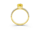 Yellow gold Oval Cut Cut Pave Diamond Engagement Ring with Channel Set Band and Four-Prong Setting_3