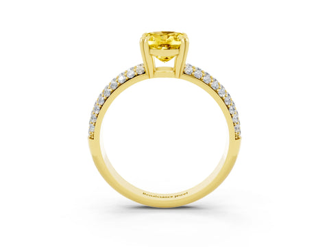 Yellow gold Oval Cut Cut Pave Diamond Engagement Ring with Channel Set Band and Four-Prong Setting_3