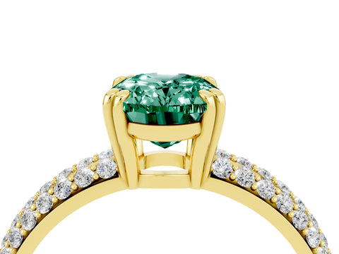 Yellow gold Oval Cut Cut Pave Diamond Engagement Ring with Channel Set Band and Four-Prong Setting_4