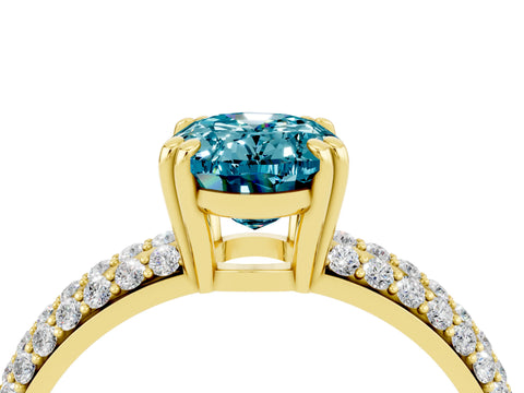 Yellow gold Oval Cut Cut Pave Diamond Engagement Ring with Channel Set Band and Four-Prong Setting_4