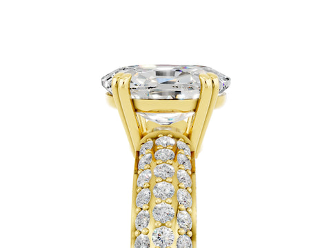 Yellow gold Oval Cut Cut Pave Diamond Engagement Ring with Channel Set Band and Four-Prong Setting_5