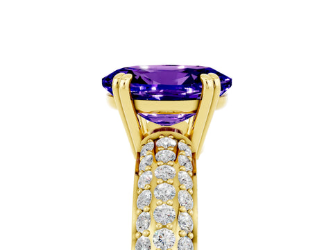 Yellow gold Oval Cut Cut Pave Diamond Engagement Ring with Channel Set Band and Four-Prong Setting_5