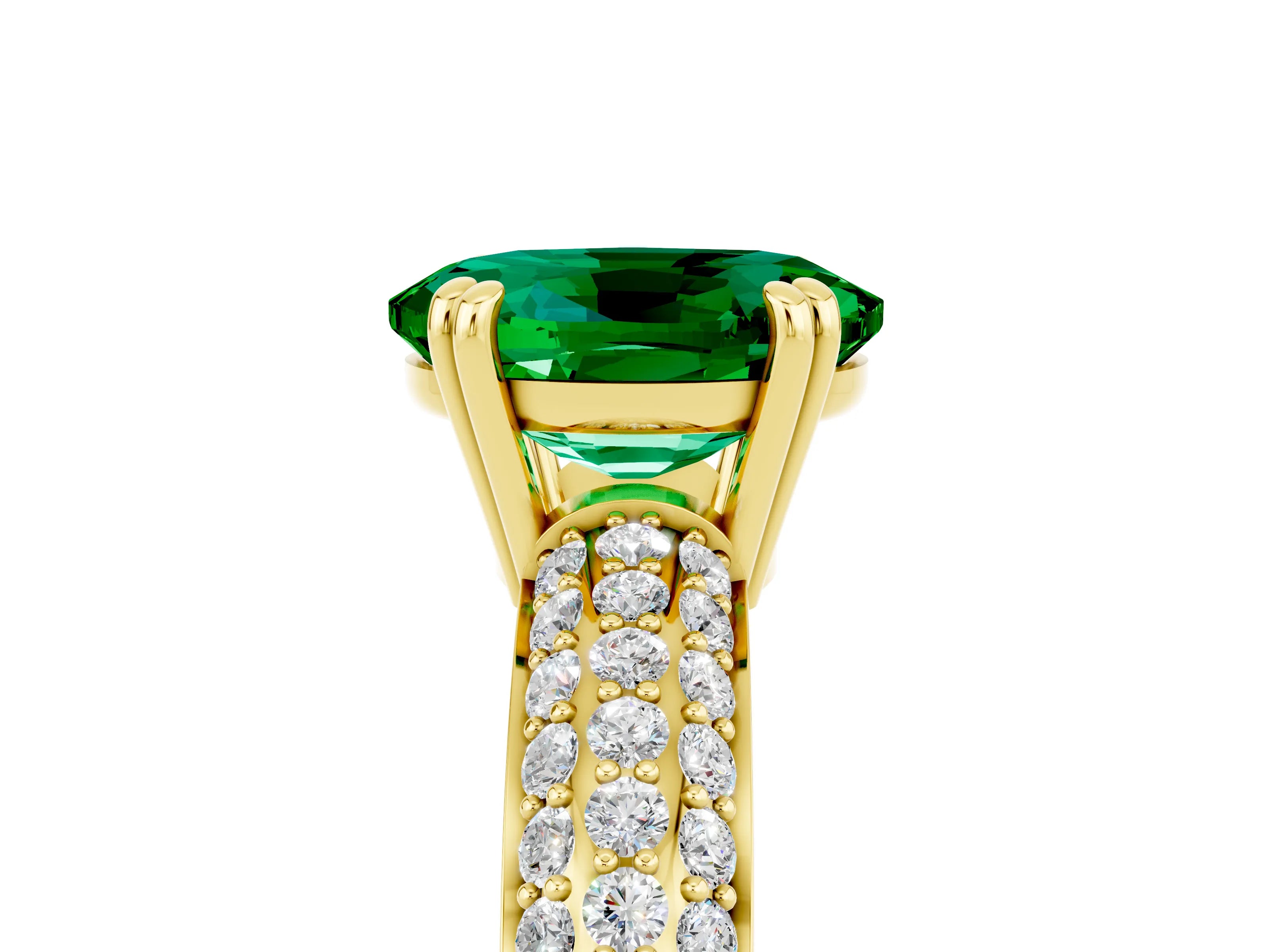 Yellow gold Oval Cut Cut Pave Diamond Engagement Ring with Channel Set Band and Four-Prong Setting_5