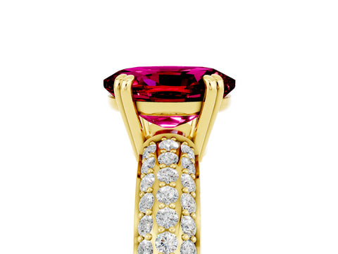 Yellow gold Oval Cut Cut Pave Diamond Engagement Ring with Channel Set Band and Four-Prong Setting_5