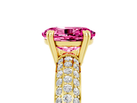 Yellow gold Oval Cut Cut Pave Diamond Engagement Ring with Channel Set Band and Four-Prong Setting_5