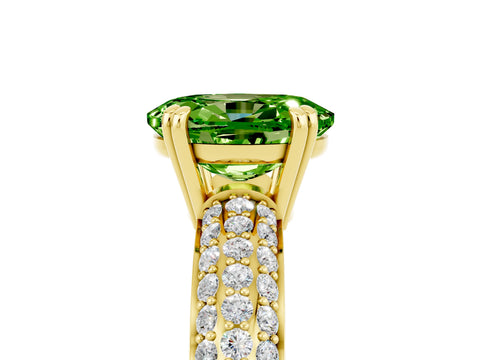 Yellow gold Oval Cut Cut Pave Diamond Engagement Ring with Channel Set Band and Four-Prong Setting_5