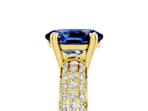Yellow gold Oval Cut Cut Pave Diamond Engagement Ring with Channel Set Band and Four-Prong Setting_5