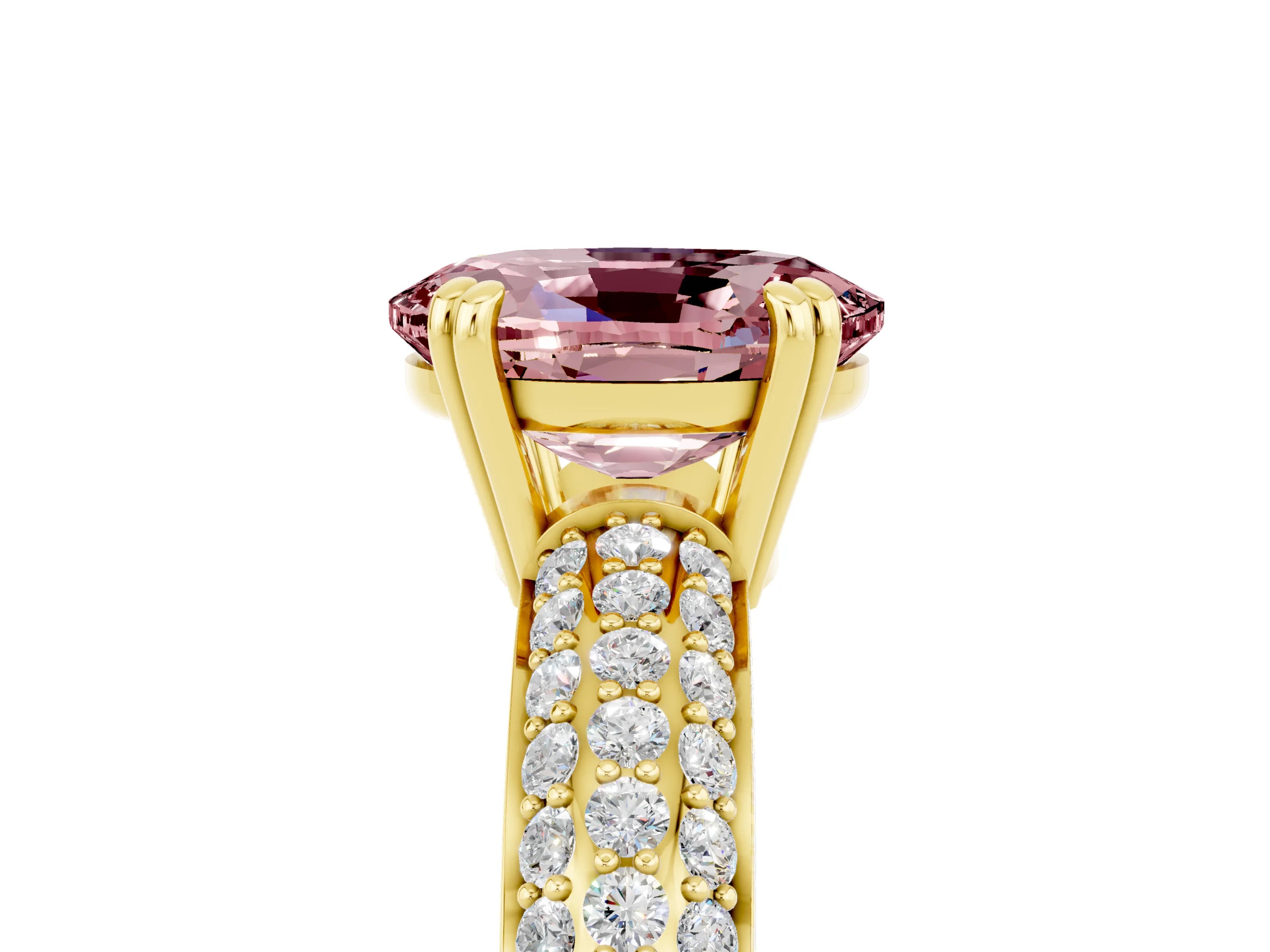Yellow gold Oval Cut Cut Pave Diamond Engagement Ring with Channel Set Band and Four-Prong Setting_5