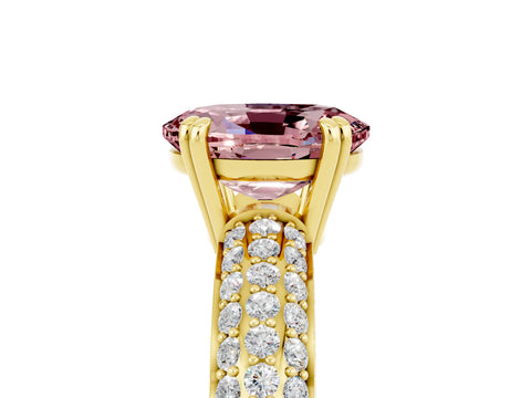Yellow gold Oval Cut Cut Pave Diamond Engagement Ring with Channel Set Band and Four-Prong Setting_5