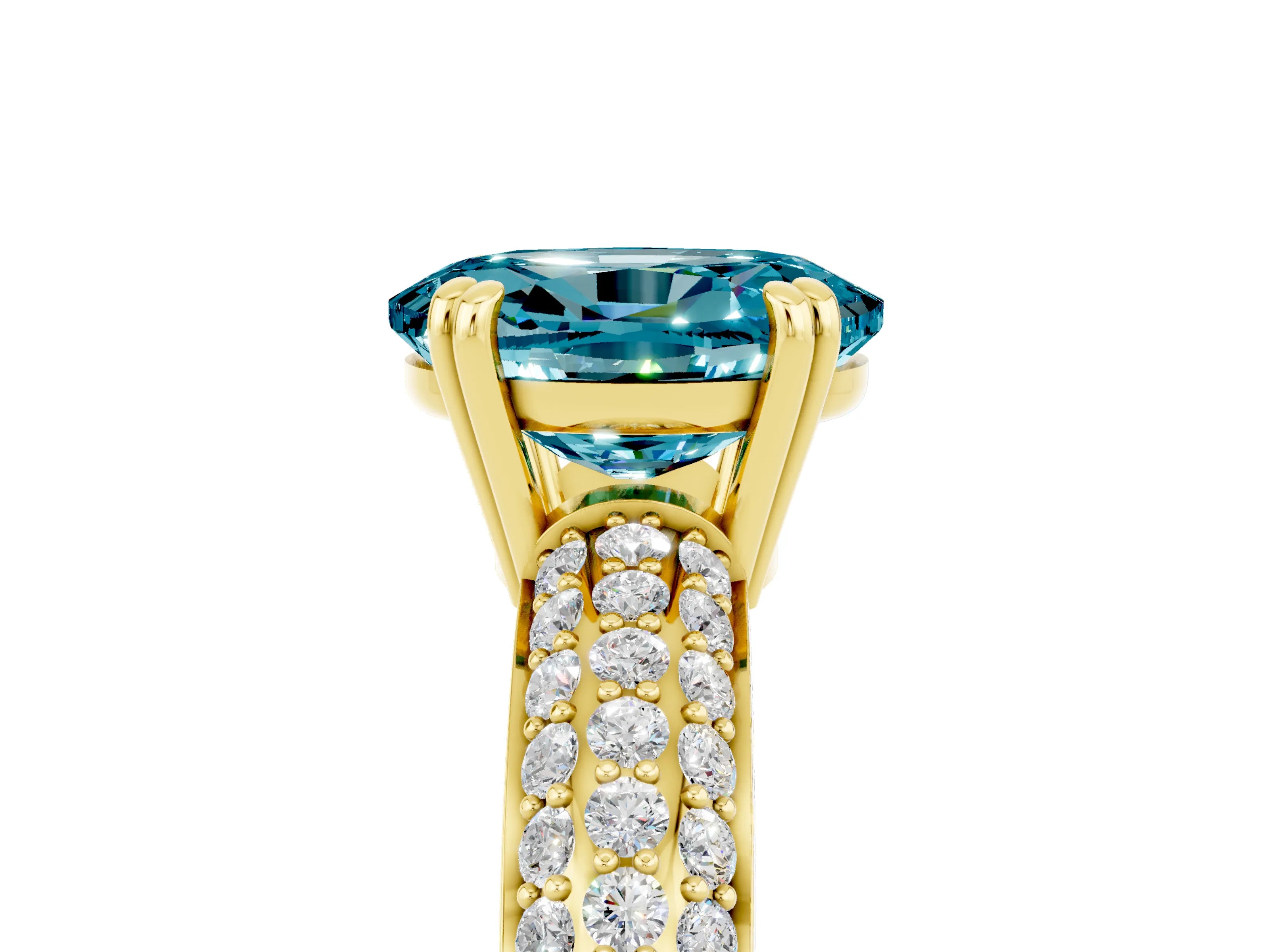Yellow gold Oval Cut Cut Pave Diamond Engagement Ring with Channel Set Band and Four-Prong Setting_5