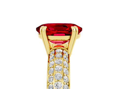 Yellow gold Oval Cut Cut Pave Diamond Engagement Ring with Channel Set Band and Four-Prong Setting_5