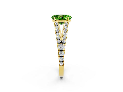 Yellow gold Oval Cut Cut Split Shank Pave Diamond Engagement Ring with Four-Prong Setting_2