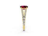 Yellow gold Oval Cut Cut Split Shank Pave Diamond Engagement Ring with Four-Prong Setting_2