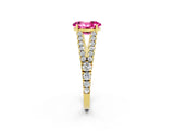 Yellow gold Oval Cut Cut Split Shank Pave Diamond Engagement Ring with Four-Prong Setting_2