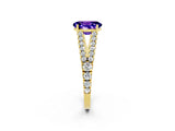 Yellow gold Oval Cut Cut Split Shank Pave Diamond Engagement Ring with Four-Prong Setting_2