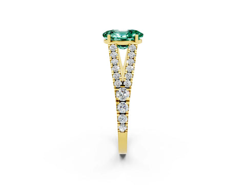 Yellow gold Oval Cut Cut Split Shank Pave Diamond Engagement Ring with Four-Prong Setting_2