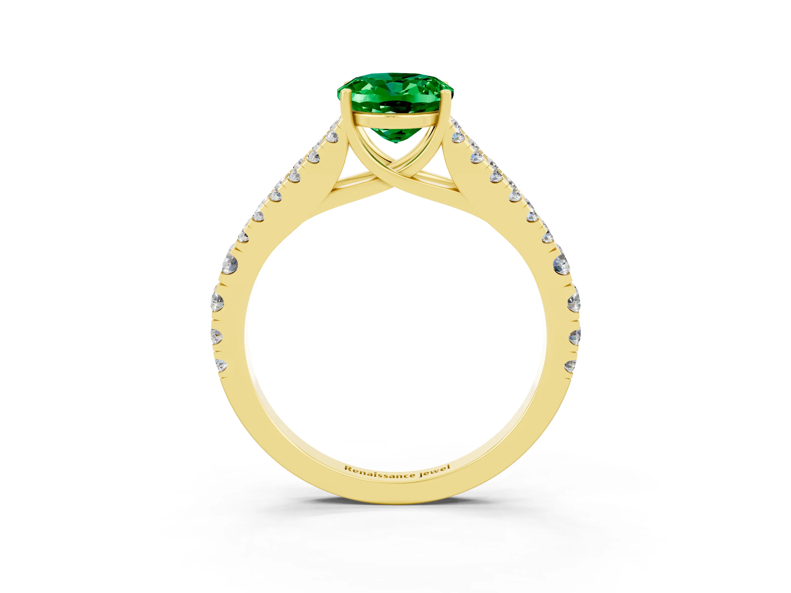 Yellow gold Oval Cut Cut Split Shank Pave Diamond Engagement Ring with Four-Prong Setting_3