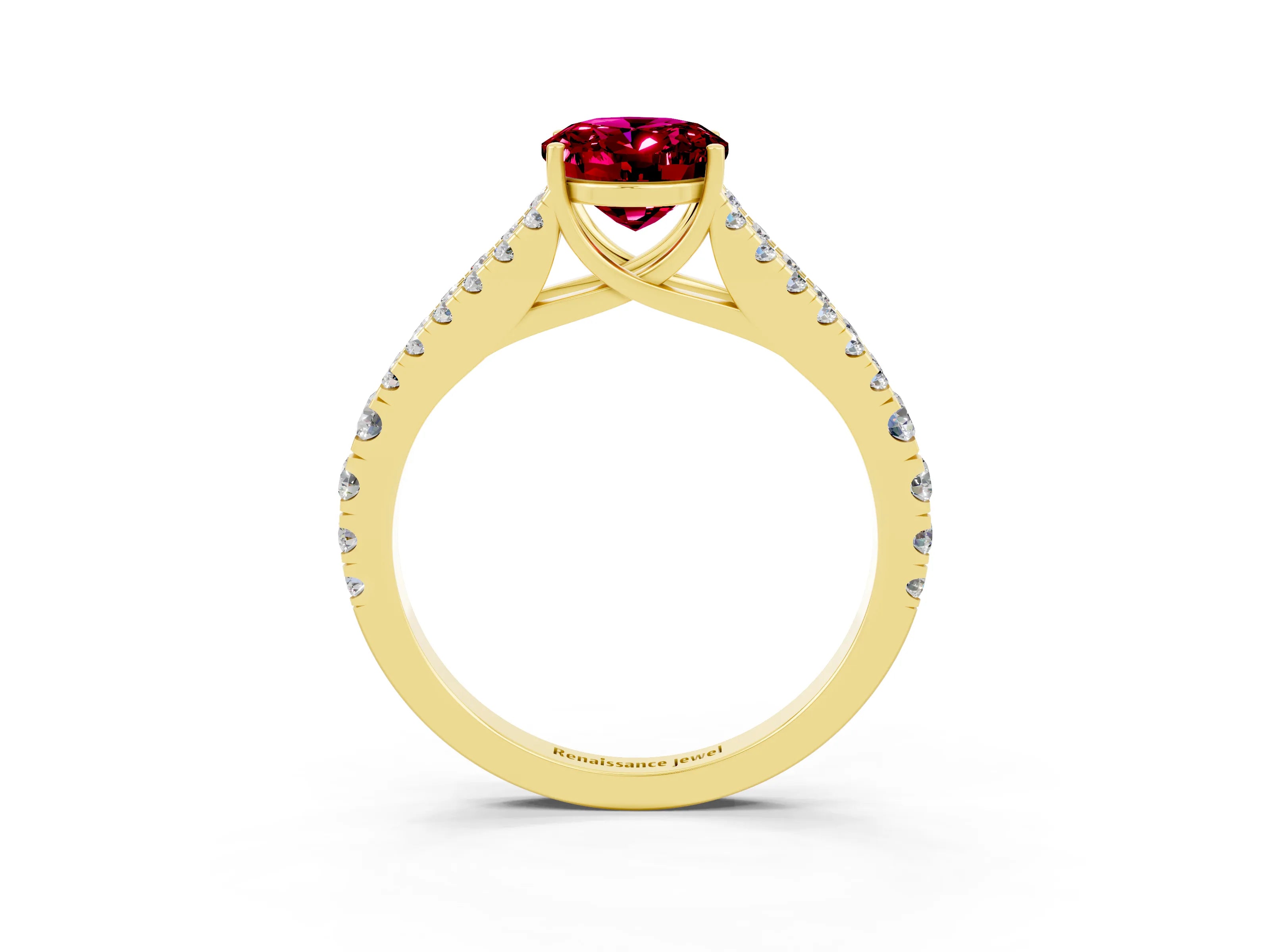 Yellow gold Oval Cut Cut Split Shank Pave Diamond Engagement Ring with Four-Prong Setting_3
