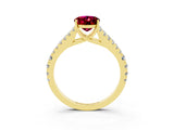Yellow gold Oval Cut Cut Split Shank Pave Diamond Engagement Ring with Four-Prong Setting_3