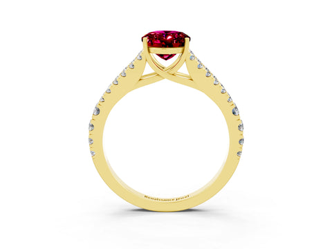 Yellow gold Oval Cut Cut Split Shank Pave Diamond Engagement Ring with Four-Prong Setting_3