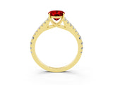 Yellow gold Oval Cut Cut Split Shank Pave Diamond Engagement Ring with Four-Prong Setting_3