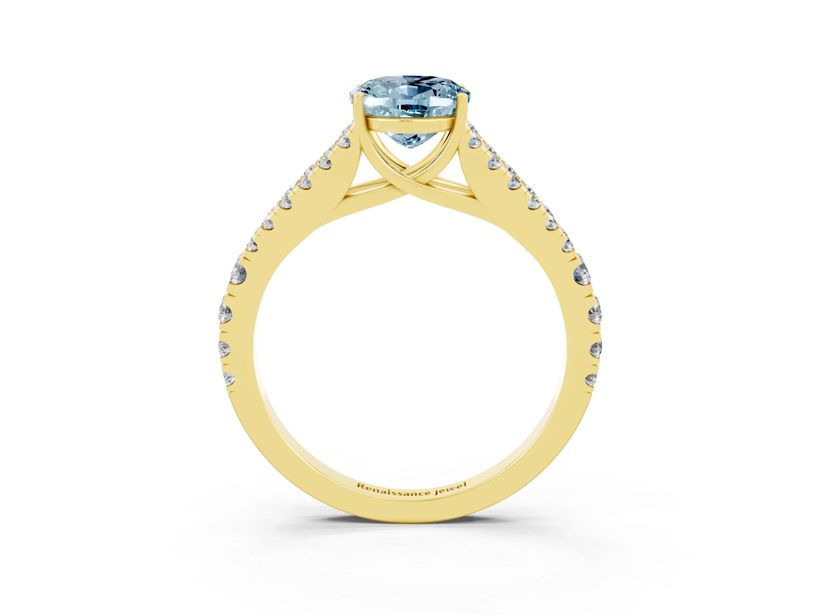 Yellow gold Oval Cut Cut Split Shank Pave Diamond Engagement Ring with Four-Prong Setting_3